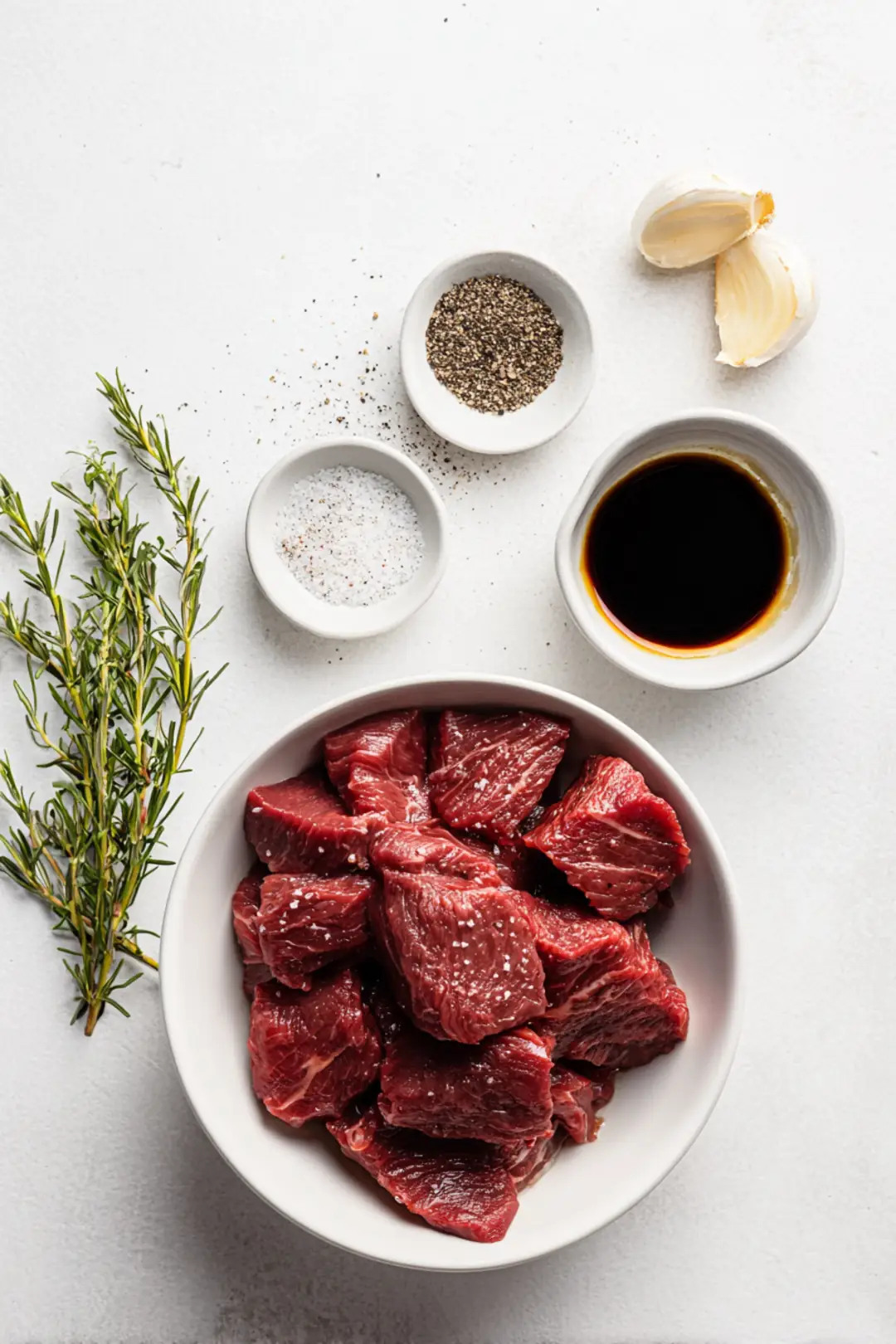 Air fryer steak bites with worcestershire sauce - ingredients