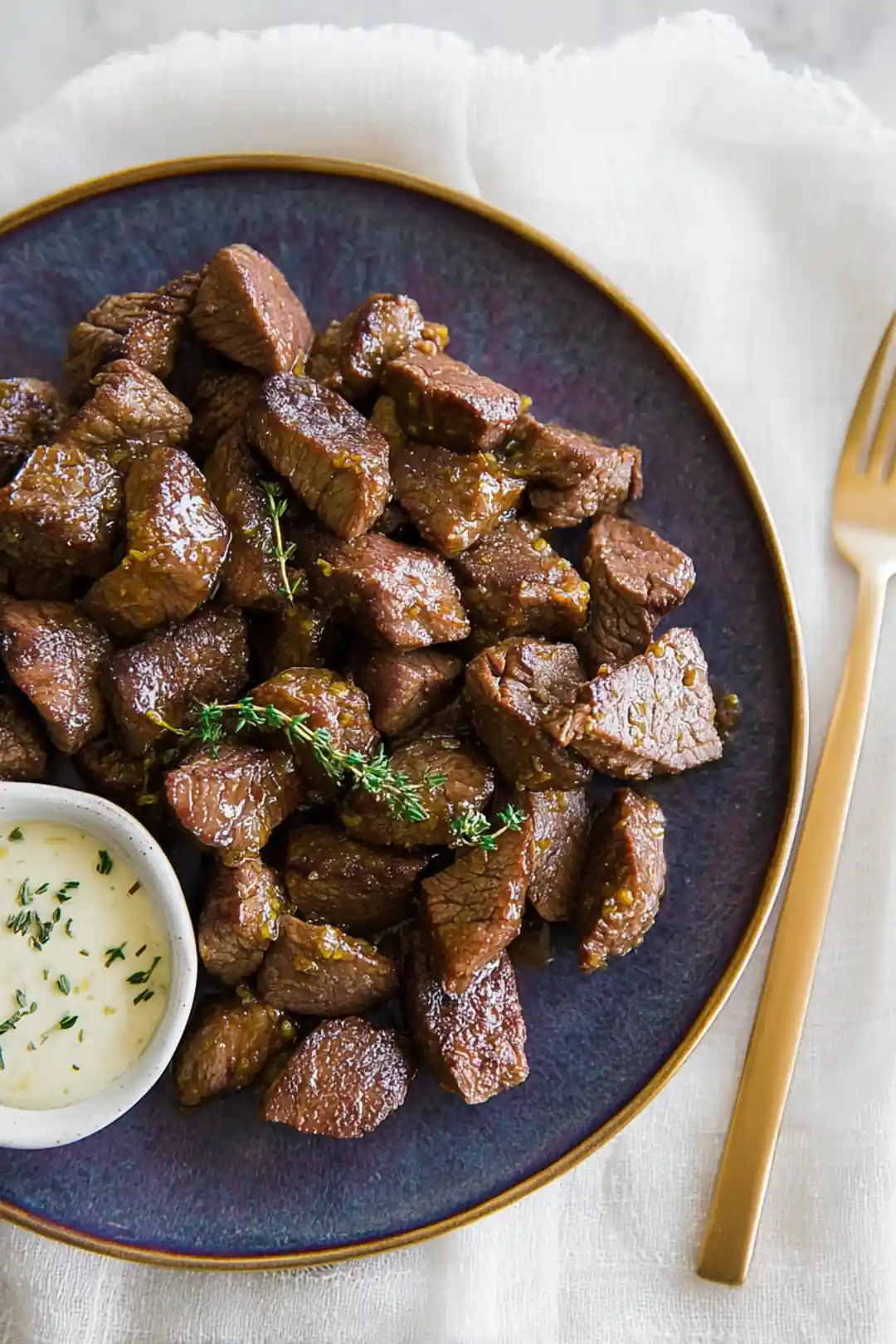 Air fryer steak bites with worcestershire sauce