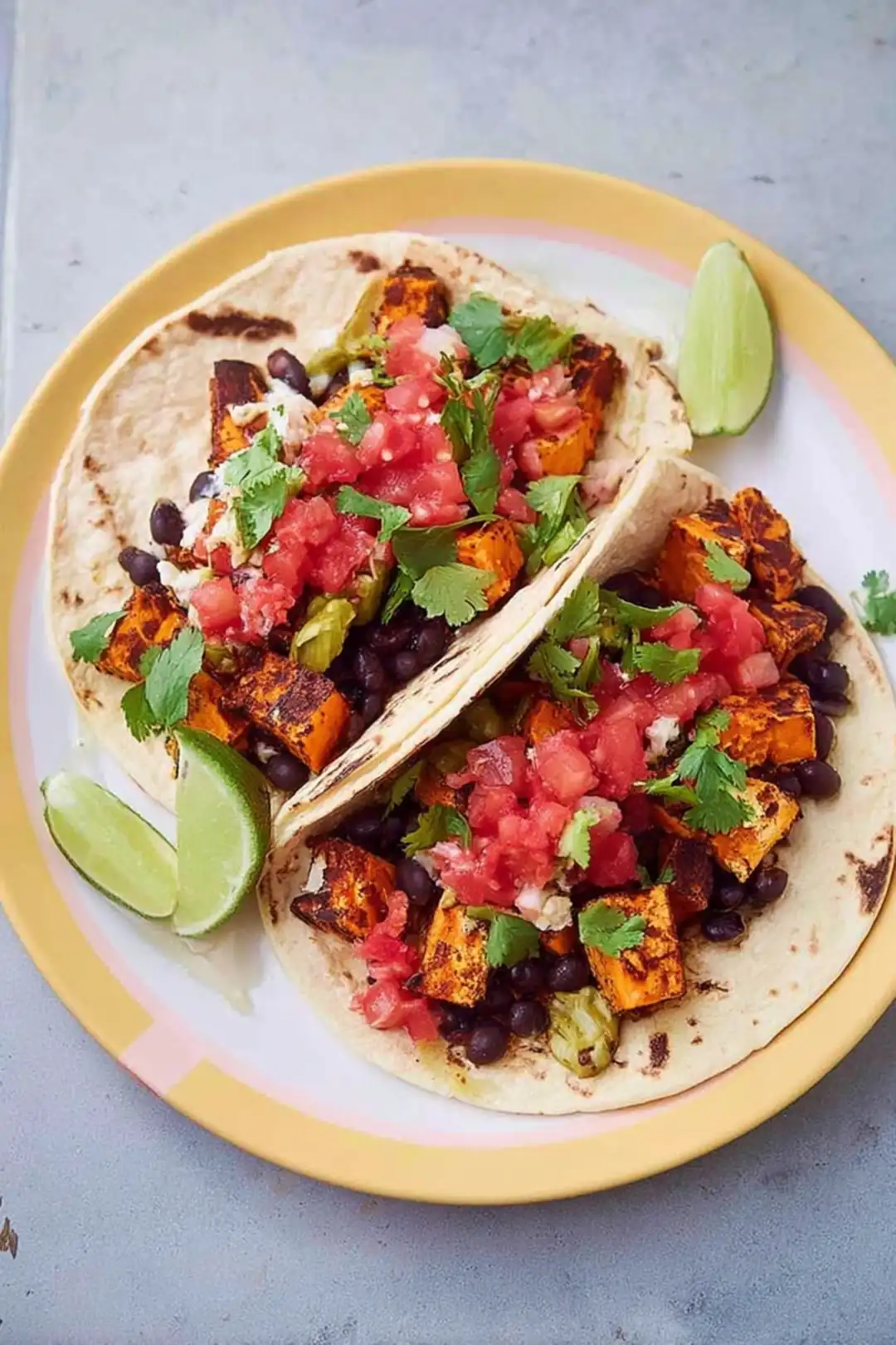 Air fryer sweet potato black bean tacos