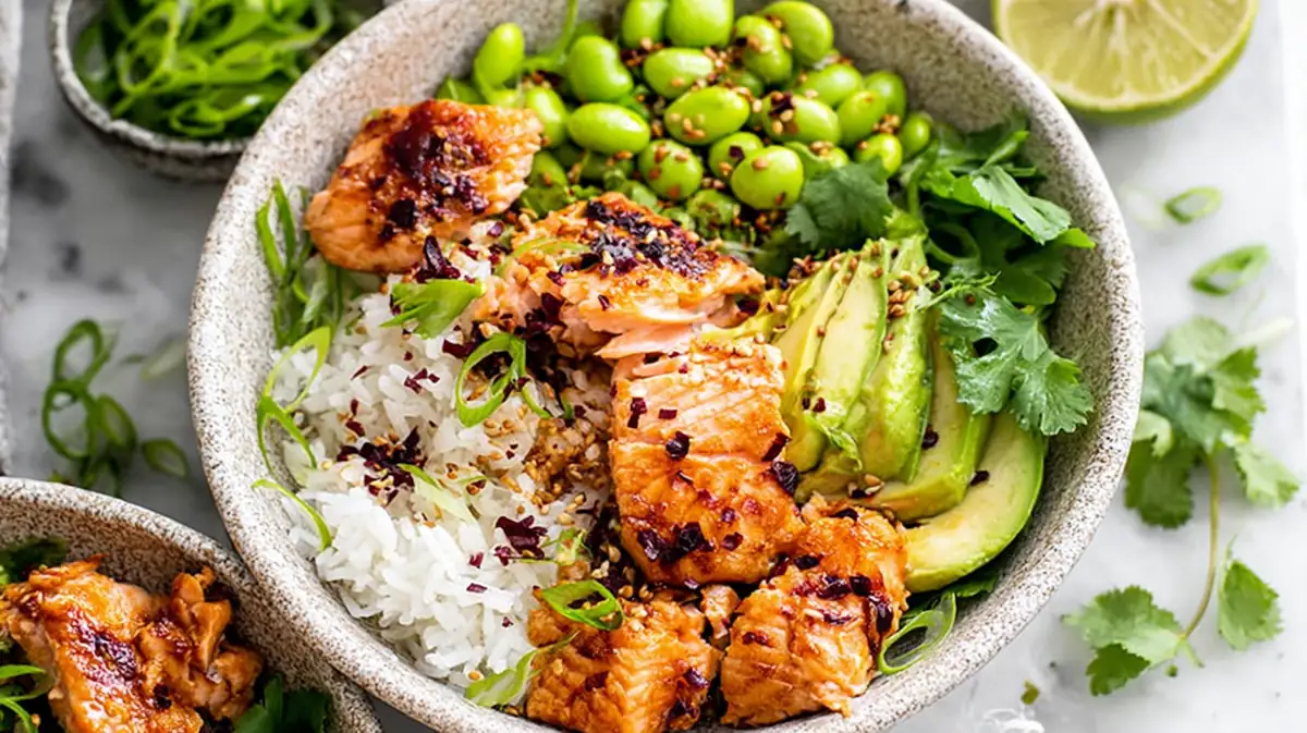 Air Fryer Viral Salmon Rice Bowl