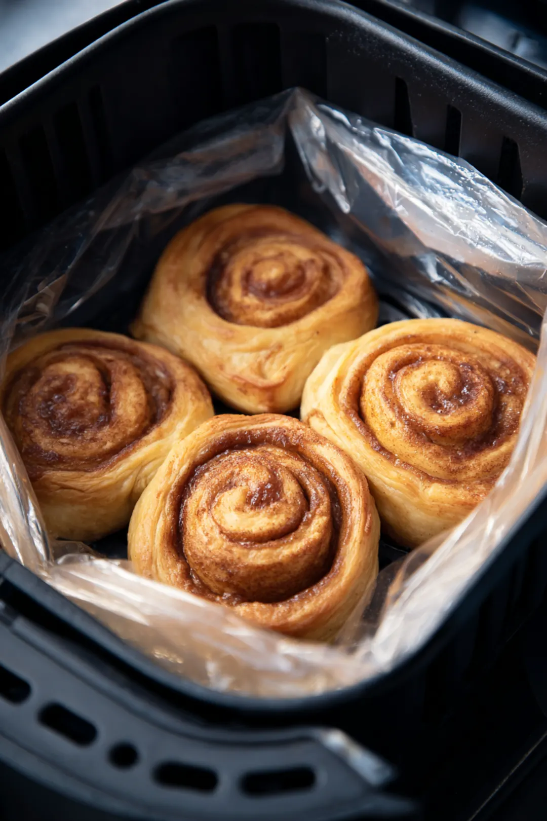 Arrange cinnamon rolls in air fryer