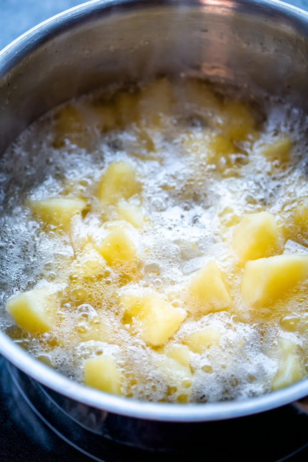Bring a pot of salted water to a boil and add the potatoes