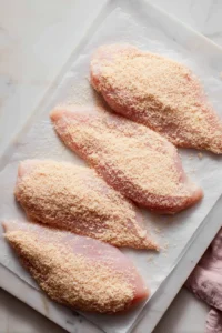 Coat chicken breasts in breading mixture for full coverage
