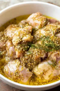 Combine chicken pieces with dill pickle brine and refrigerate