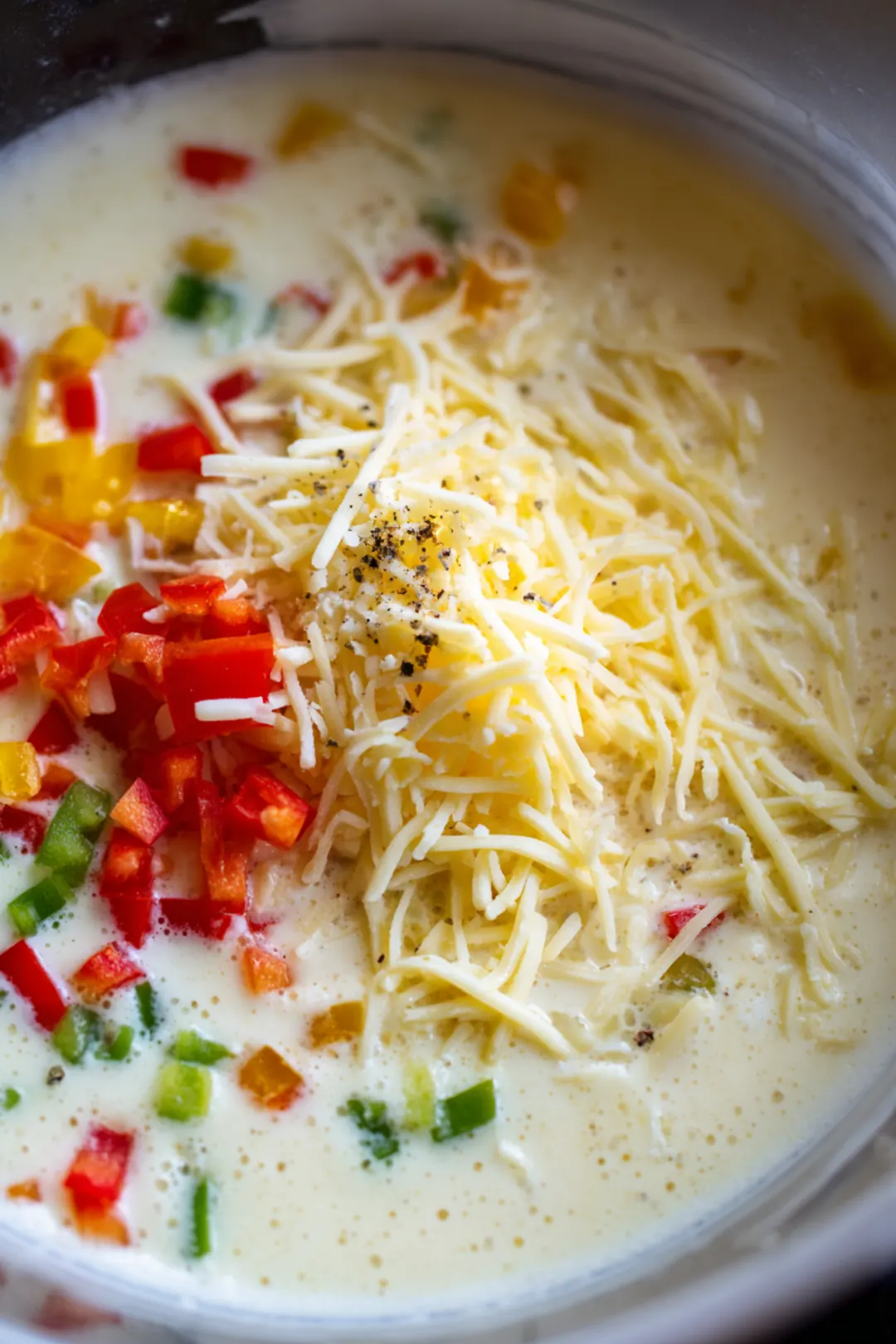 Combine egg whites and milk in a mixing bowl