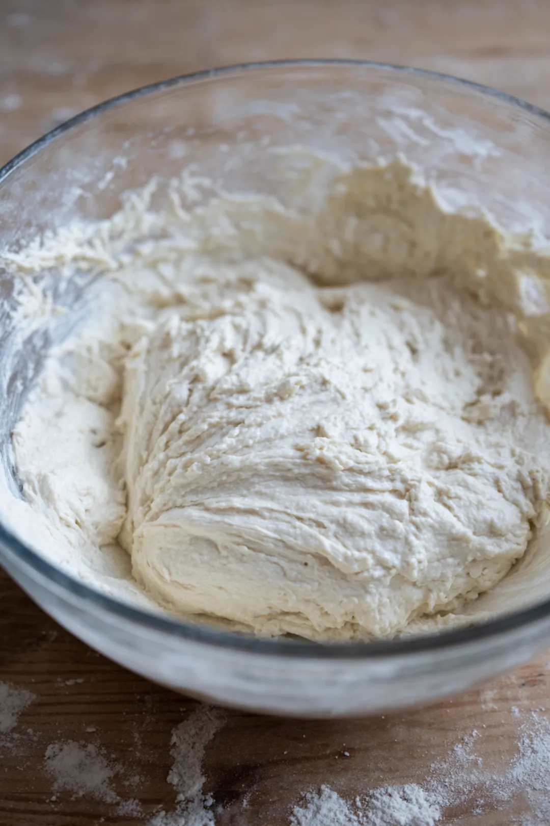 Combine Greek yogurt and self-rising flour to form a sticky dough