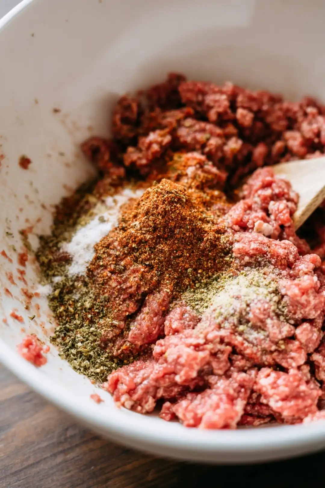 Combine ground beef with spices and form into patties