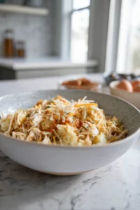 Combine shredded turkey, mashed potatoes, cheese, and egg in a large bowl