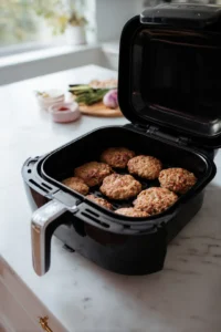 Cook shaped patties in air fryer for 10 minutes