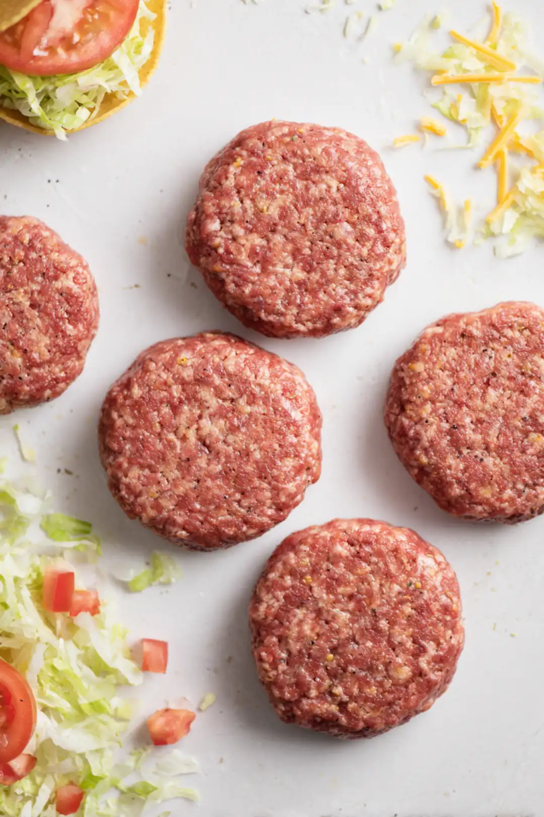 crispy air fryer smash burger tacos - ingredients