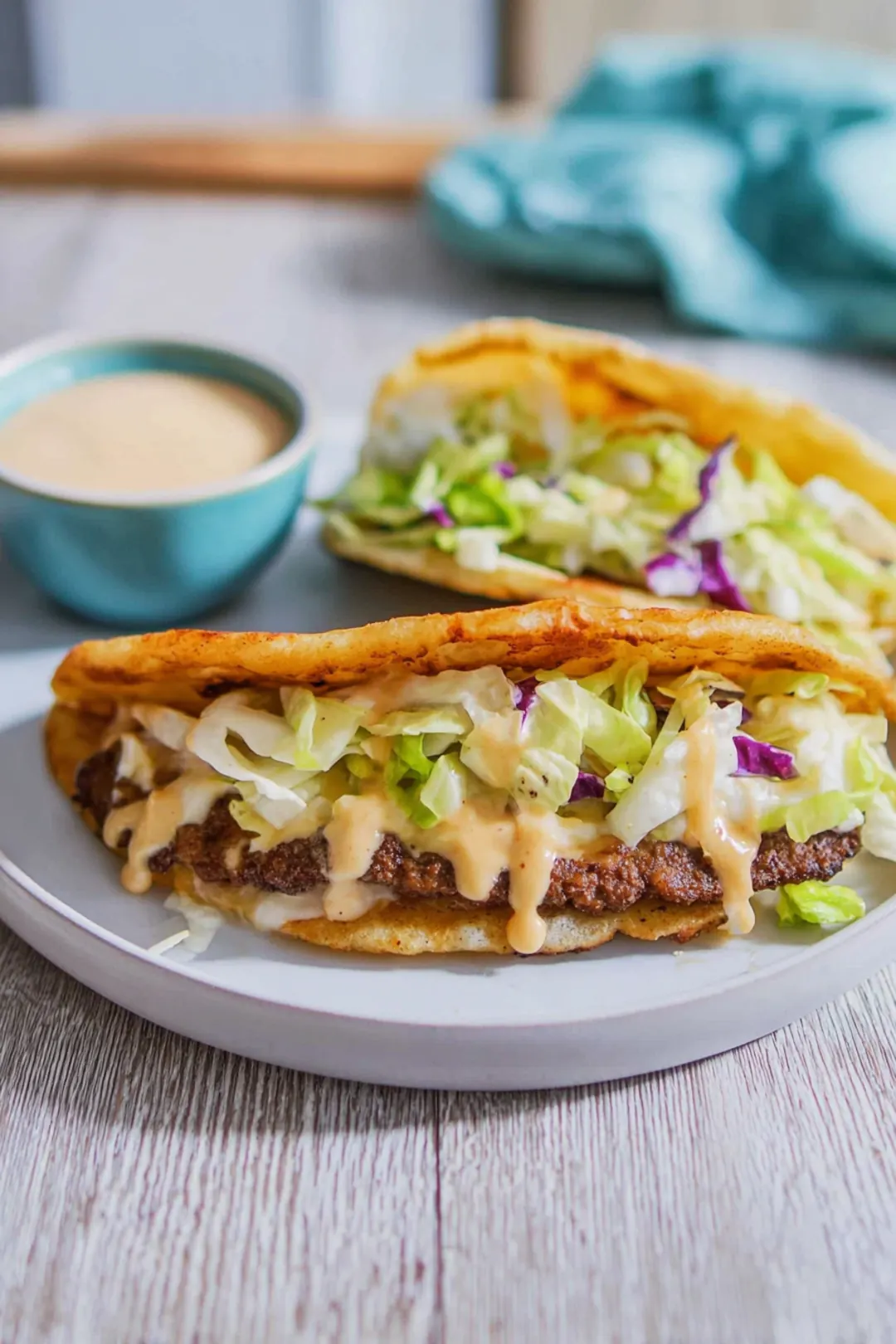 crispy air fryer smash burger tacos