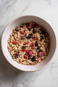 Fold in chosen toppings such as berries and nuts into the mixture