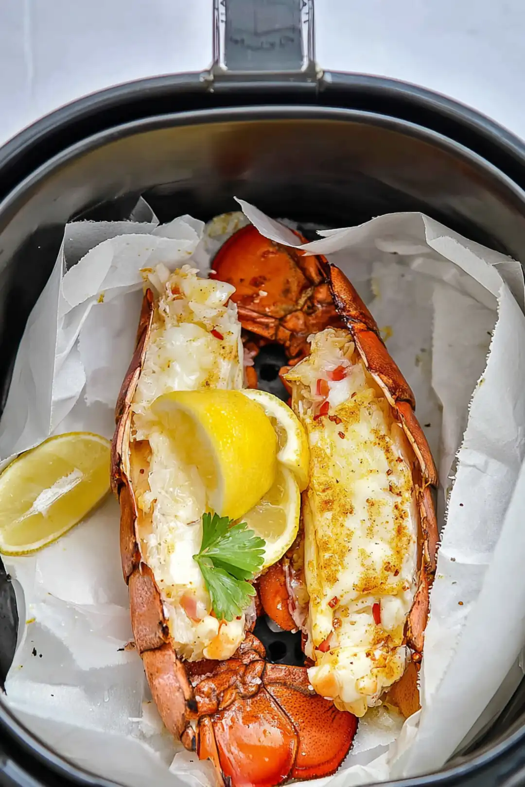 Frozen lobster tail in the air fryer