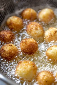 Fry the ice cream balls until golden brown