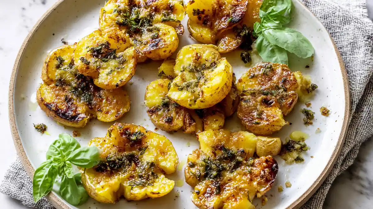 Garlic butter smashed potatoes