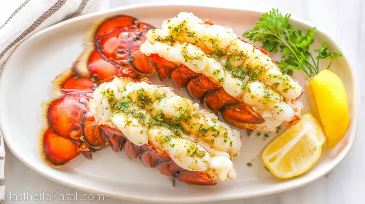 Garlic lemon lobster tails