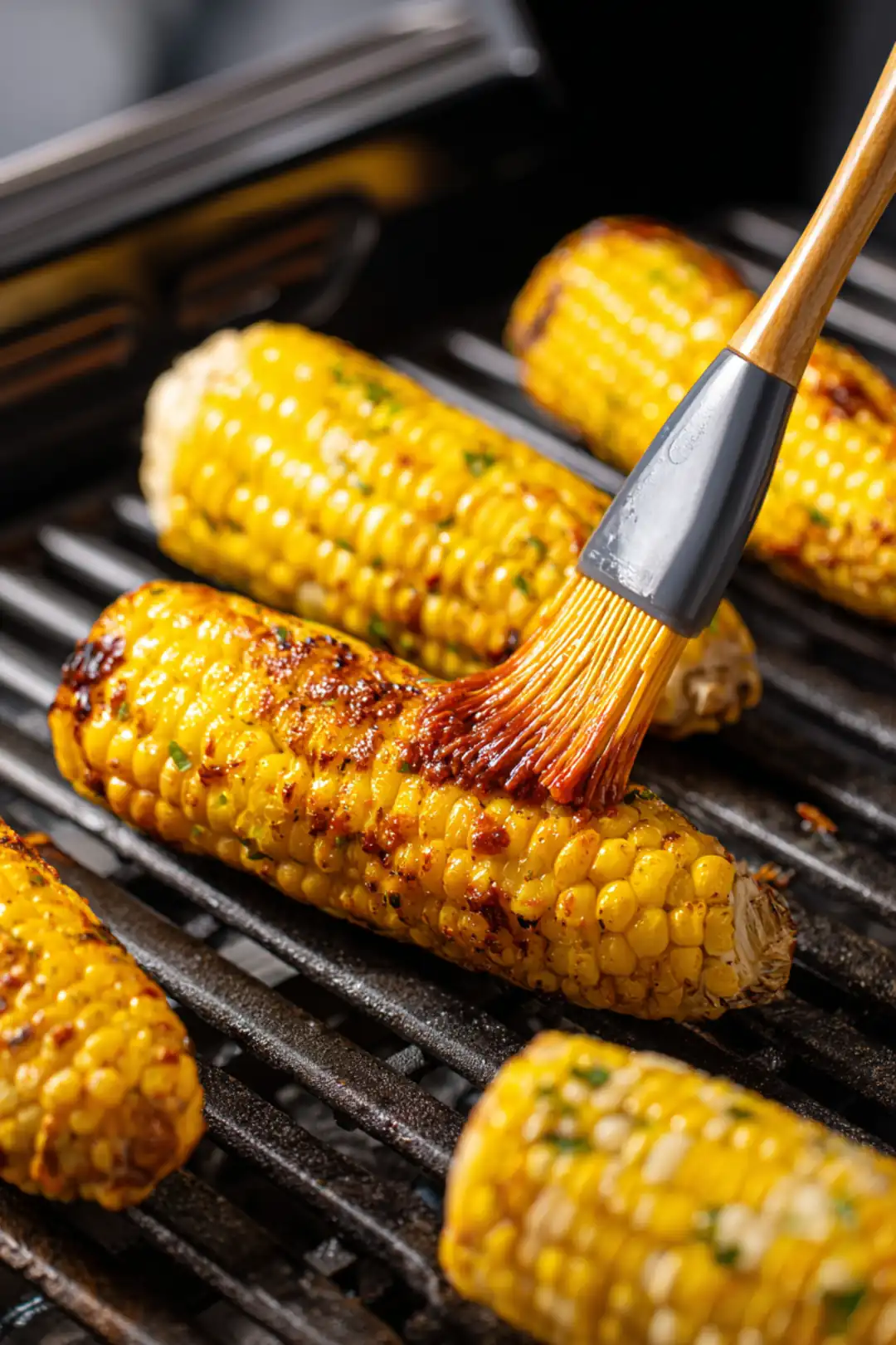 Grill corn ribs, basting with sauce