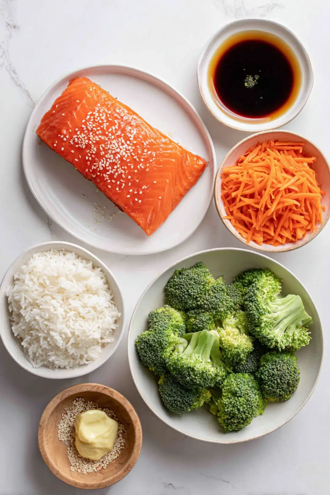 Healthy Air Fryer Salmon Bowl with Kewpie Mayo - ingredients