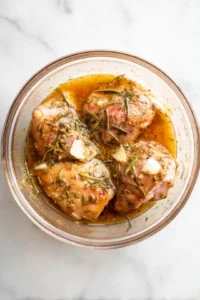 Marinate chicken thighs for at least 15 minutes