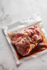 Marinate the trimmed beef belly in a resealable bag