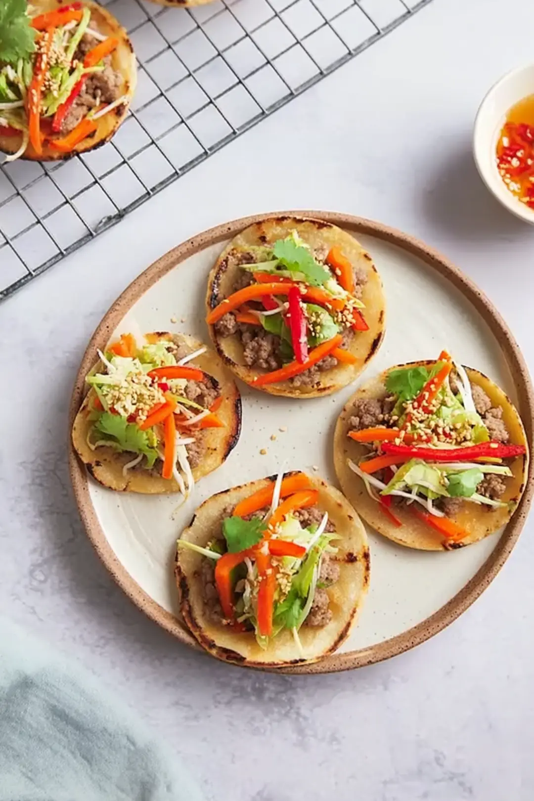 Mini smash burger tacos cooked in an air fryer