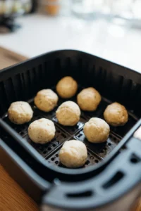 Place cookie dough balls in air fryer basket