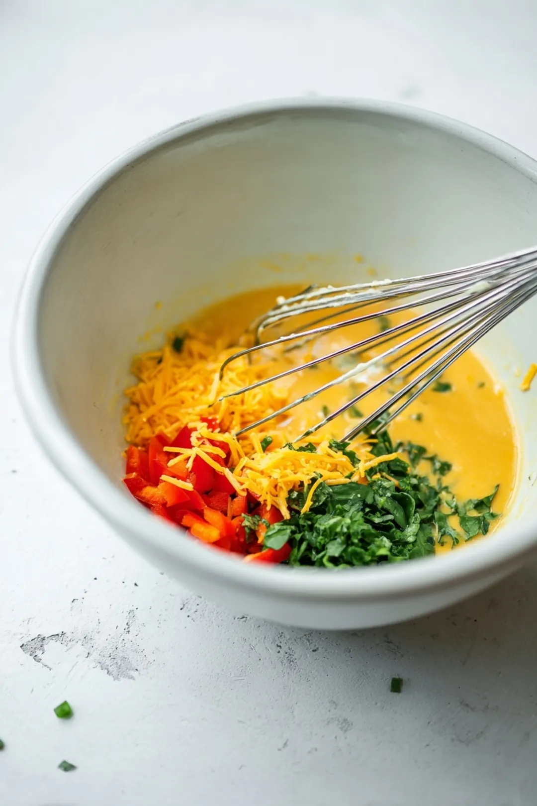 Pour egg mixture into muffin cups