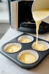 Pour the egg mixture into silicone molds and preheat the air fryer to 300°F (150°C). Cook the egg bites for 30 minutes. Allow cooling slightly before removing the bites from the molds and enjoy!