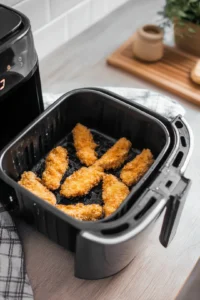 Preheat your air fryer to 380 degrees Fahrenheit and arrange chicken tenders in a single layer