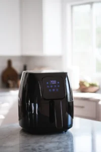 Preheat your air fryer to 400°F (200°C) and add marinated salmon bites in a single layer