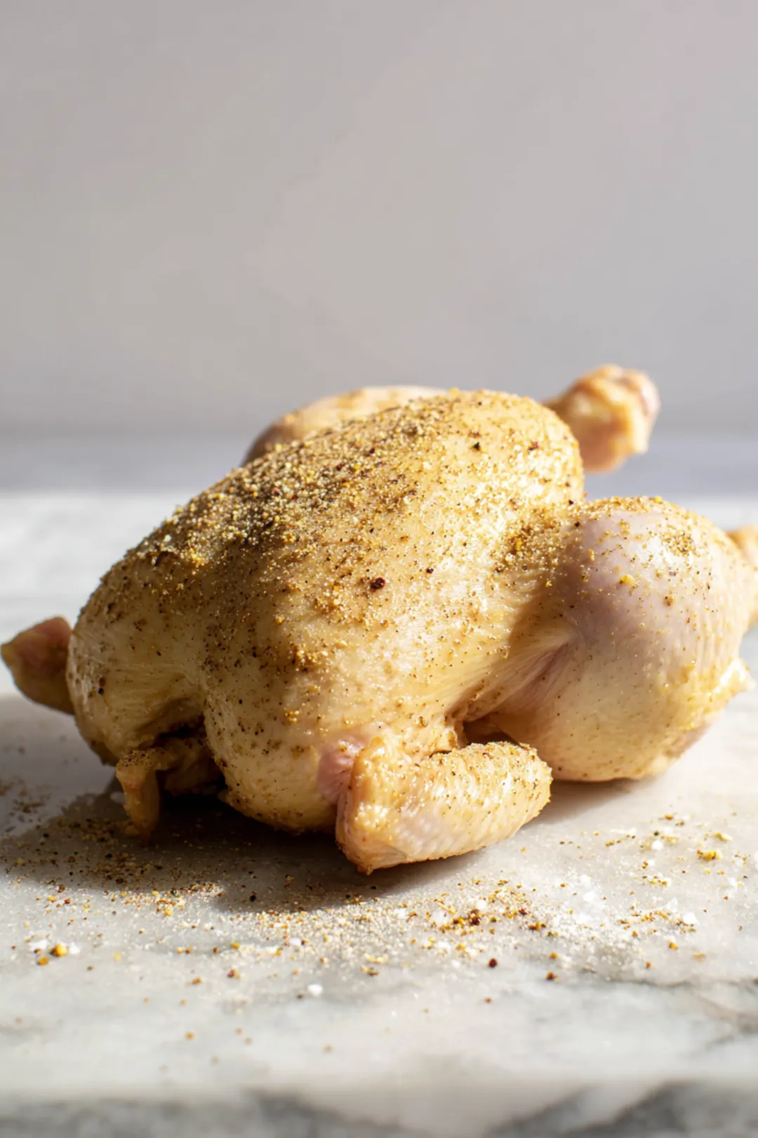 Rub the chicken with marinade for flavor