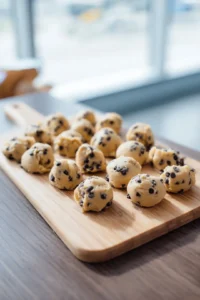 Shape cookie dough into balls with toppings