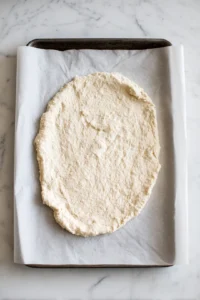 Shape the mixture into a pizza crust on the baking sheet