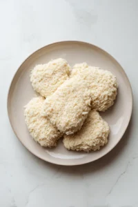 Shape the mixture into nugget-sized patties, about 2 inches wide. Place the nuggets on a plate.