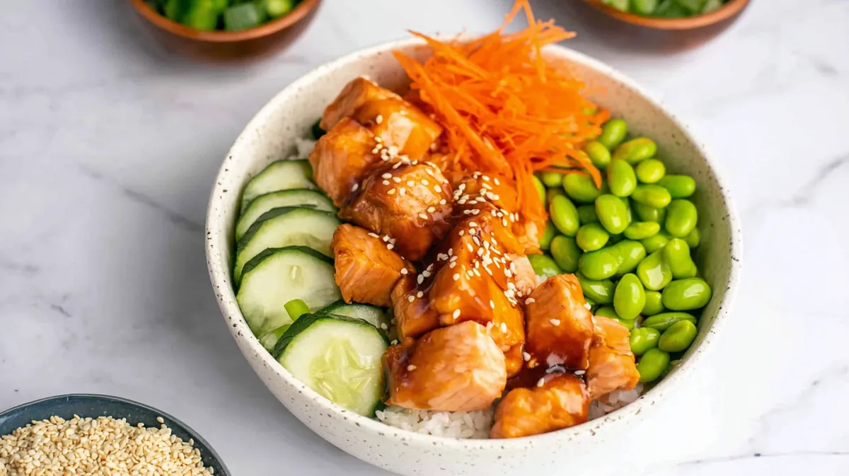 Teriyaki air fryer salmon bites bowl
