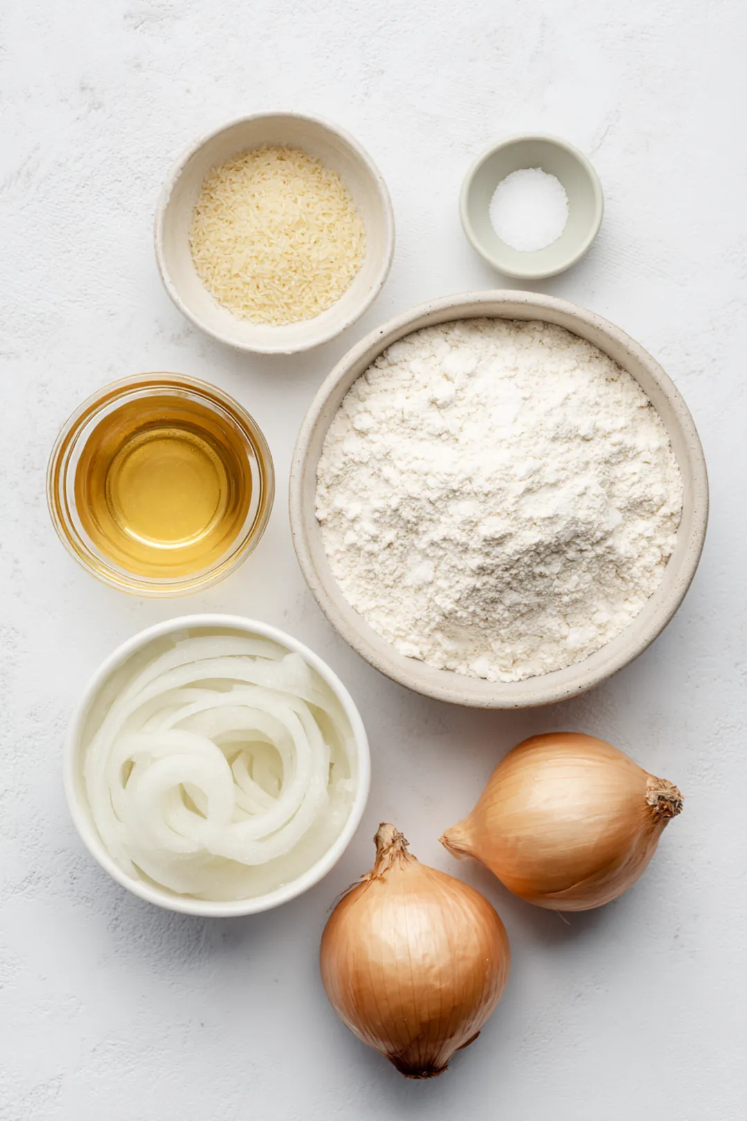 air fryer beer battered onion rings - ingredients