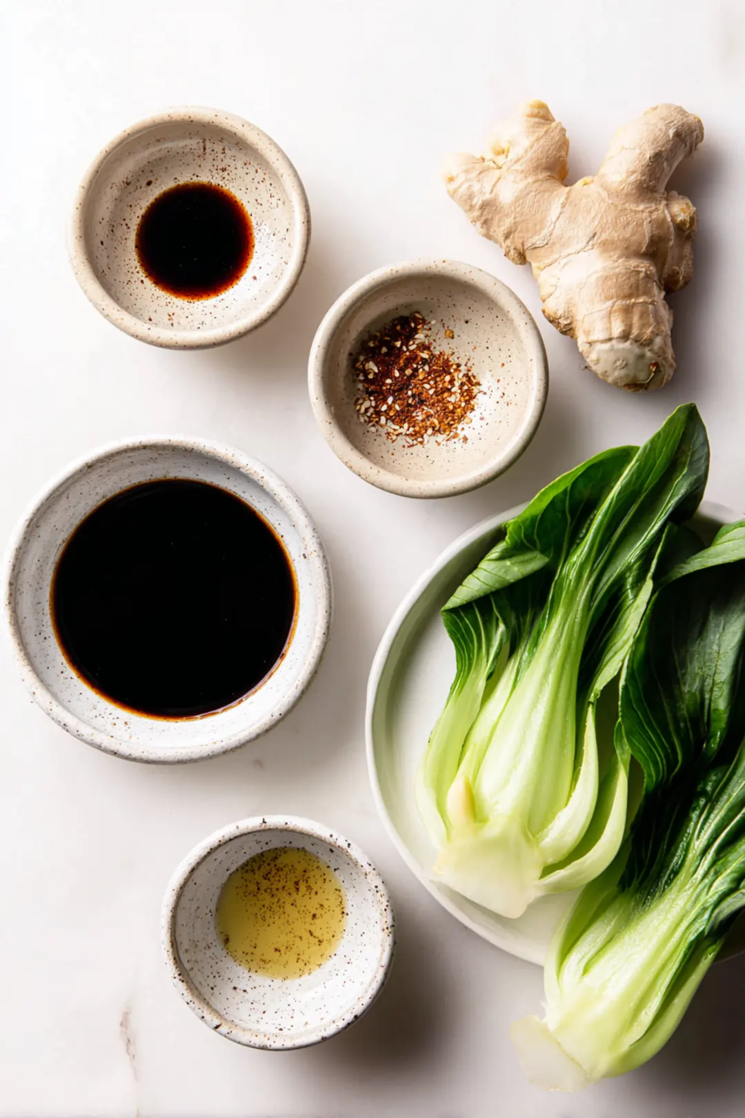 air fryer bok choy with soy ginger - ingredients