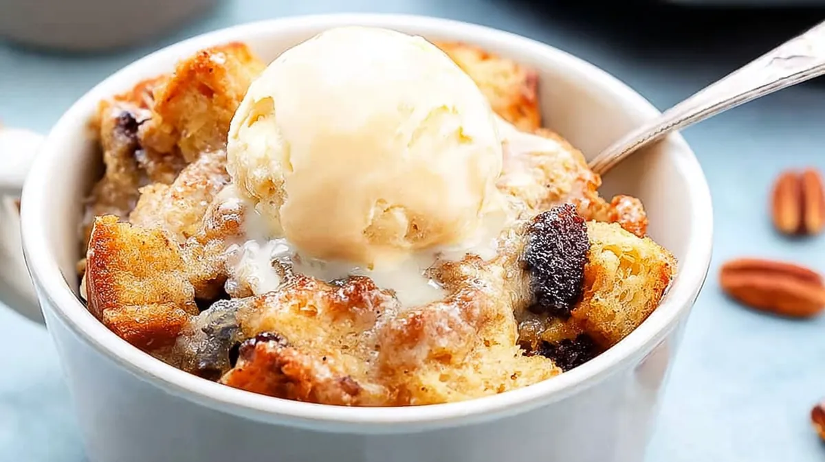 air fryer bread pudding in a mug
