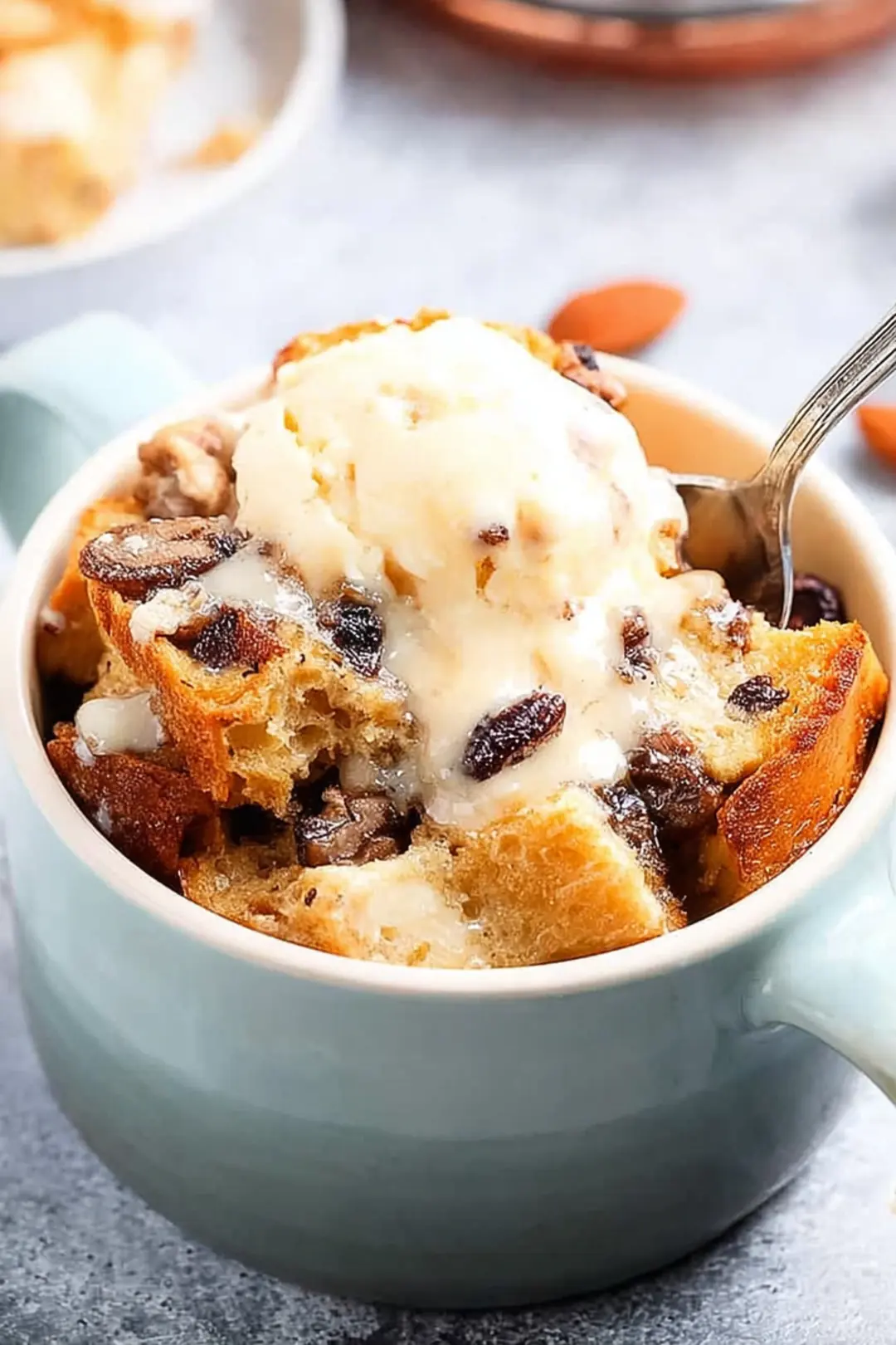 air fryer bread pudding in a mug