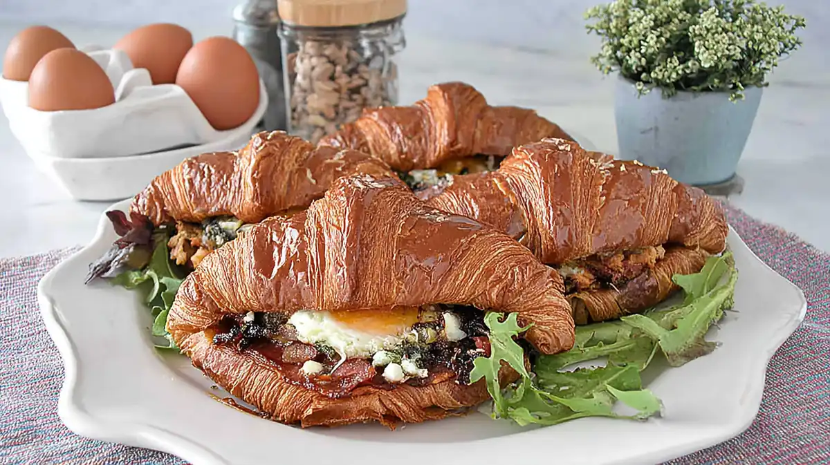 air fryer breakfast croissant sandwich