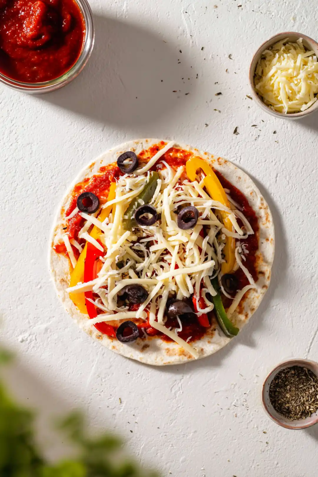 air fryer breakfast pizza tortilla - ingredients