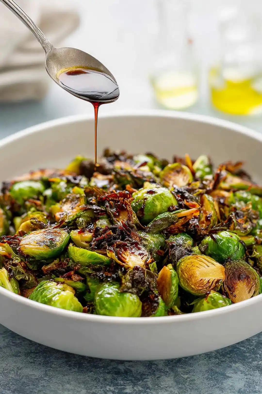 Air fryer brussels sprouts with balsamic