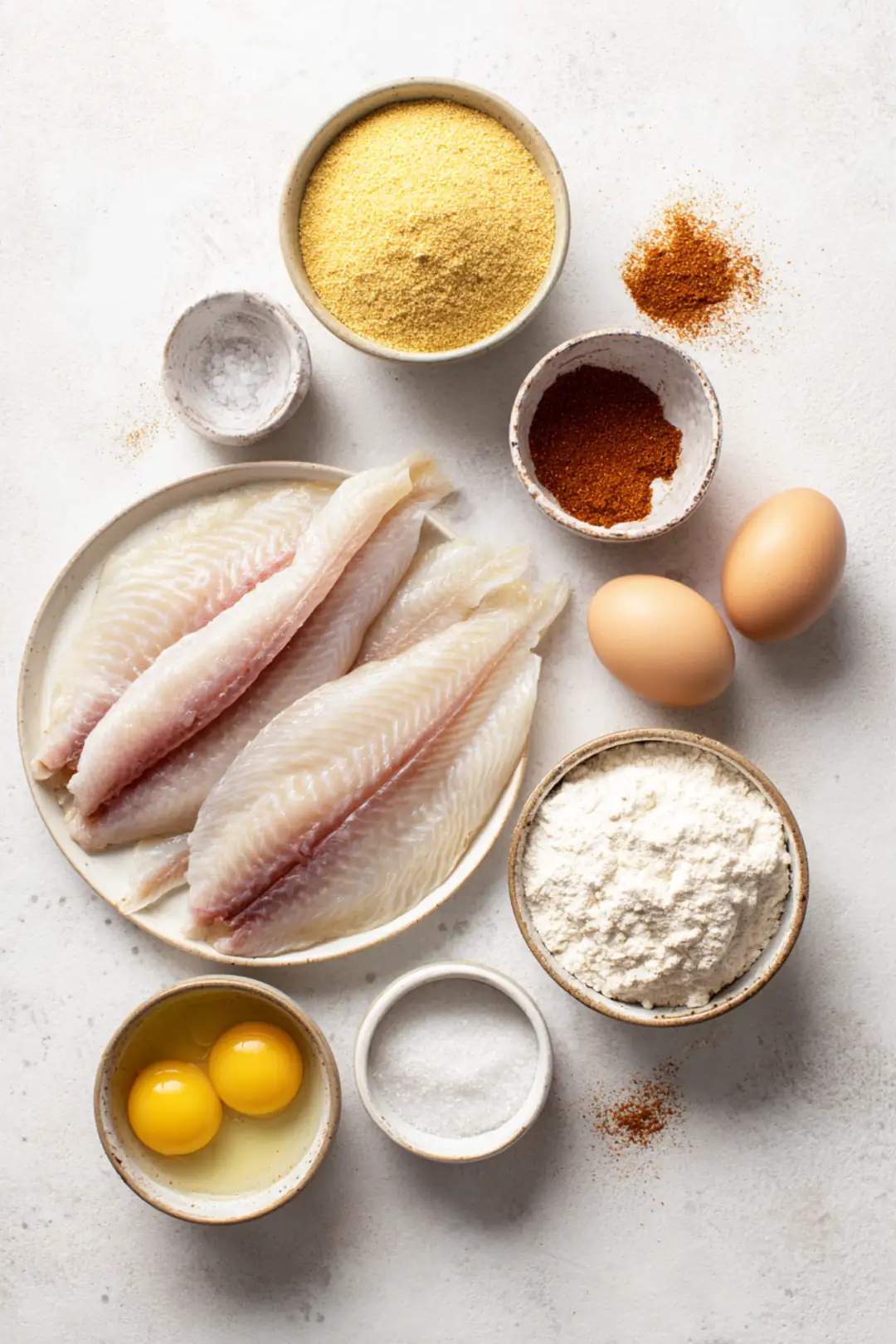 air fryer catfish nuggets southern style - ingredients