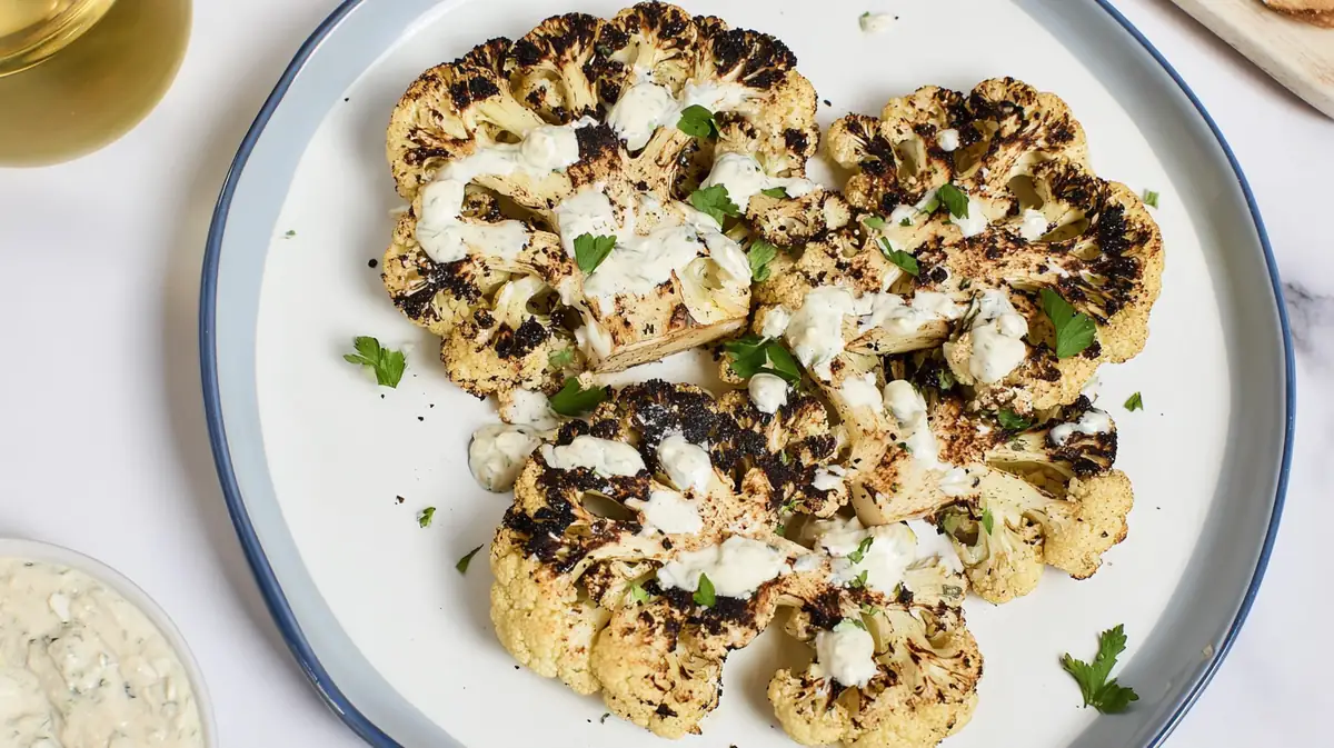 air fryer cauliflower steaks with tahini