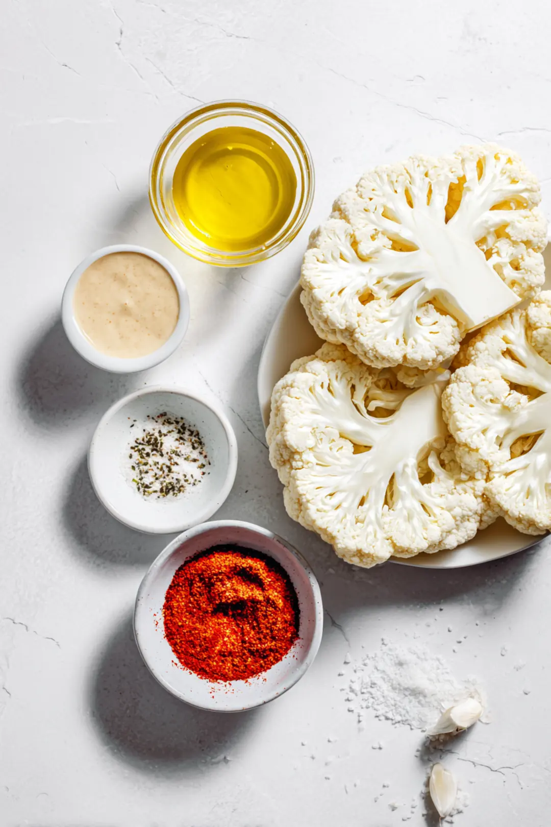 Air fryer cauliflower steaks with tahini - ingredients