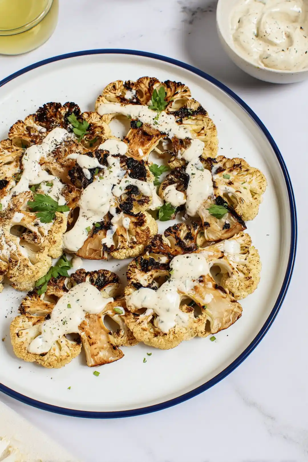 air fryer cauliflower steaks with tahini