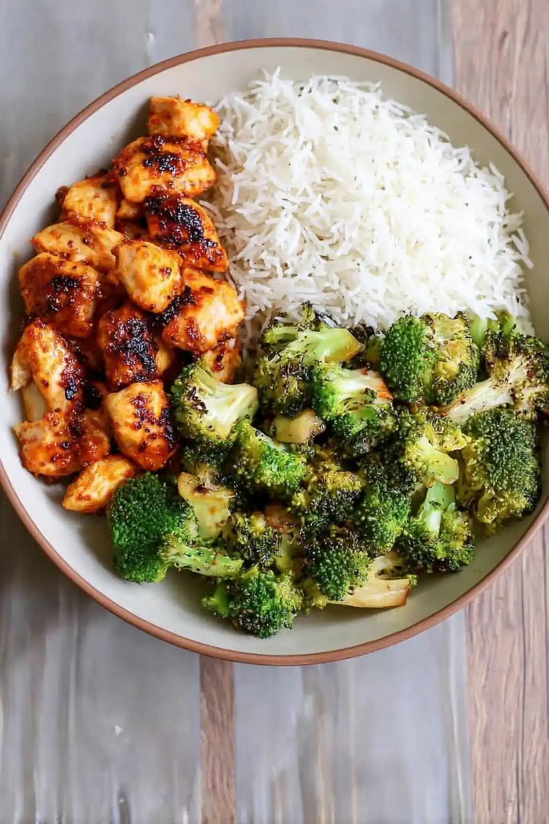 air fryer chicken and broccoli bowl