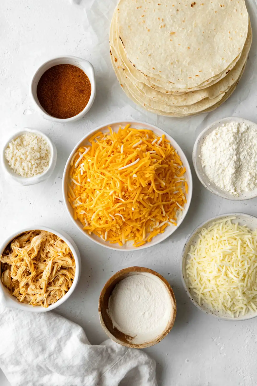 air fryer chicken quesadilla triangles - ingredients