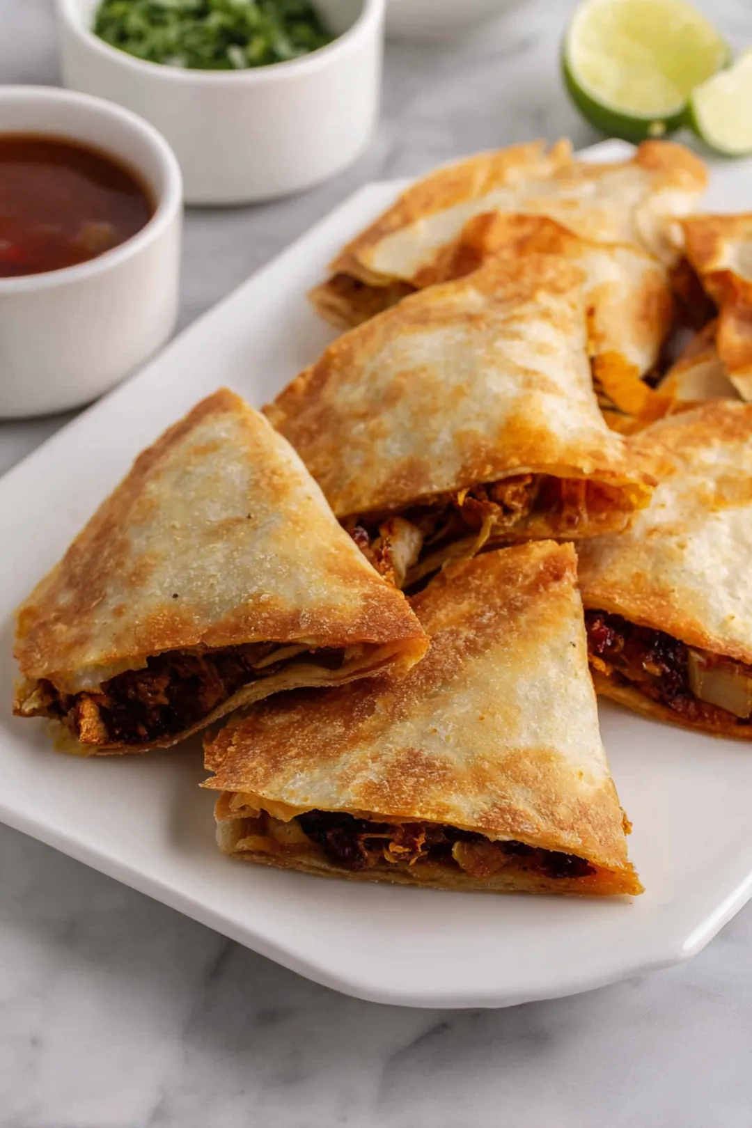 Air fryer chicken quesadilla triangles