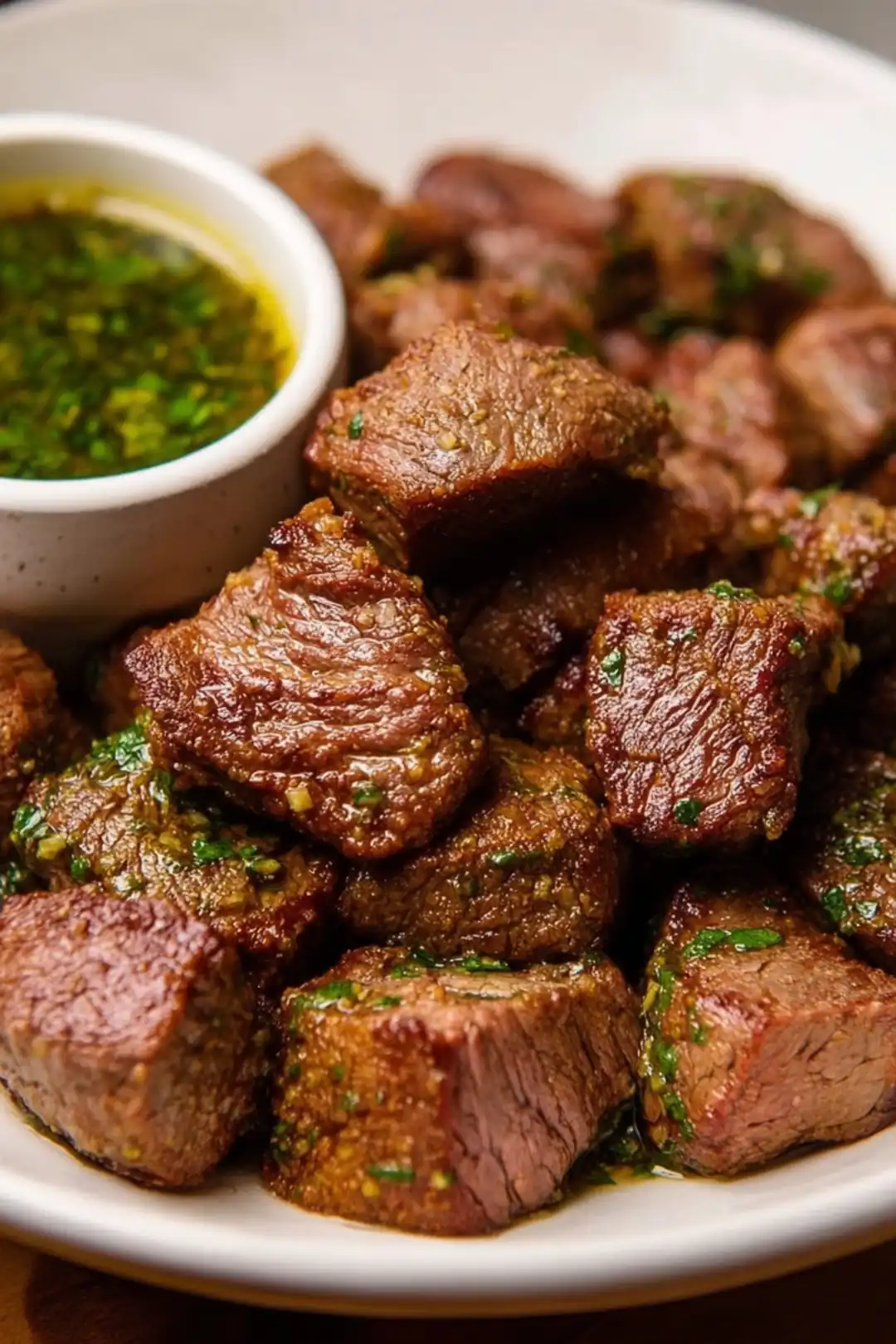 Air fryer chimichurri steak bites